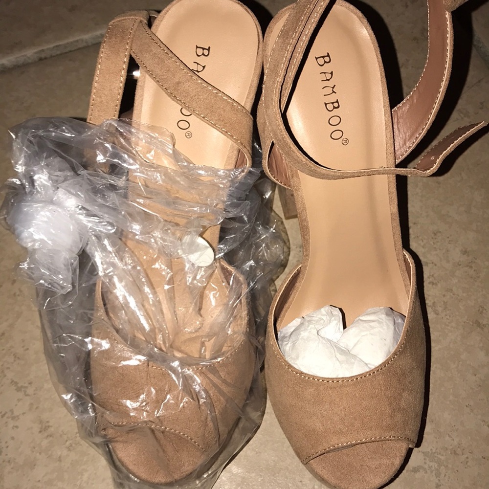 Brand new bamboo heels